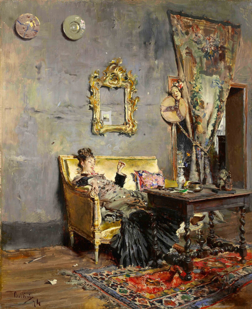 Berthe fumant par l'artiste italien Giovanni Boldini.